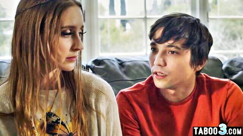 Laney Grey chats intimately with youth counselor on couch in taboo teen threesome preview