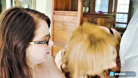 Sasha A in steamy pee and red-hot threesome with brunette and blonde