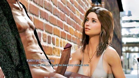 Brunette stranger teases muscular stud's cock in outdoor street passion