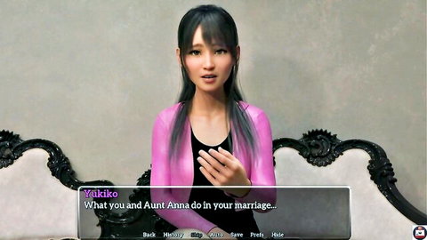 Yukiko and Aunt Anna intimate marriage talk in lesbian story video