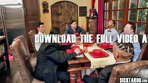 Penelope Woods big butt in horny dinner gangbang with suited men