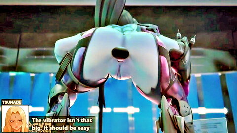 Hentai trans robot babe's tight asshole stretched wide by massive vibrator insertion