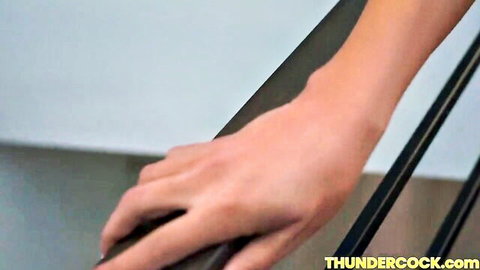 Isa Bella gripping railing in teasing pose, ThunderCock preview