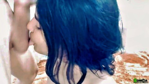 Nattyandpepe brunette giving intense blowjob in amateur Chaturbate show