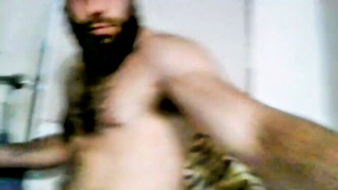 Hairy bearded muscular man shirtless, dominant stepson gay porn thumbnail