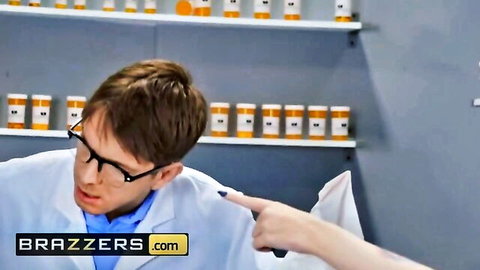 Markus Dupree as pharmacist points in Brazzers scene with Kenzie Reeves