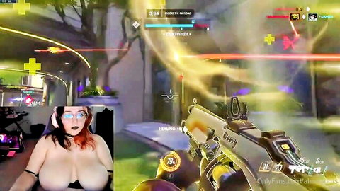 AlexHaunts big tits redhead gamer girl topless streaming