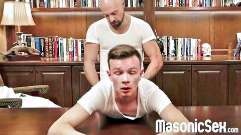 Femboy apprentice bends over for bareback masonic hook-up