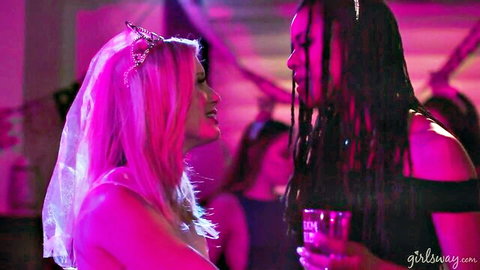Kira Noir flirts with blonde bride in bachelorette party tease