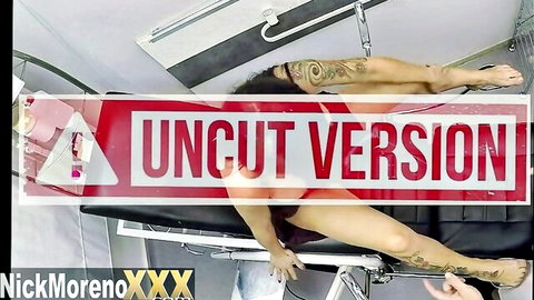 Nick Moreno with tattooed Latina MILF in uncut gyno exam
