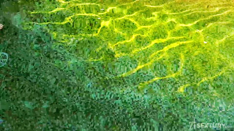 Underwater closeup of shaved wet pussy and tight asshole in pool with sun rays