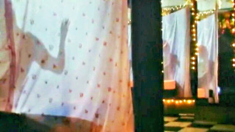 Rica Peralejo nude silhouette behind curtains in Dos Ekis 2001 erotic film