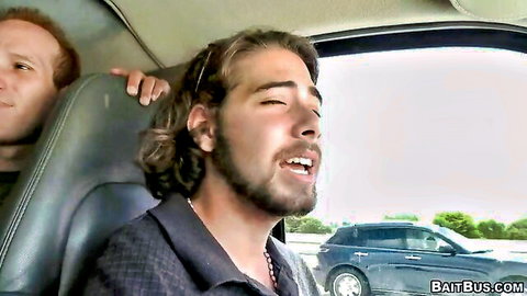 Max Paterson receives oral in Bait Bus car from hetero baiter