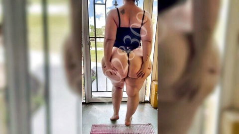 Miss Hourglass curvy Latina in thong, big ass view from behind