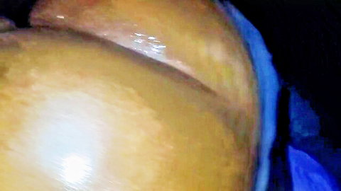Thick ebony booty close-up, passionate curves in hotel encounter