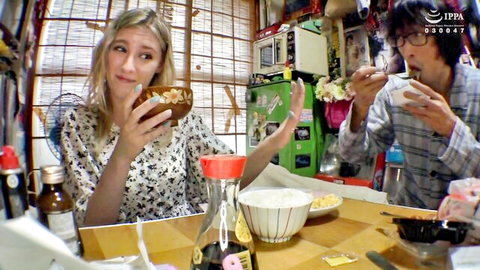 Melody Marks and partner sharing meal in amateur JAV scene