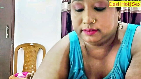 Curvy Indian SSBBW housewife in blue tank top, amateur adult video preview