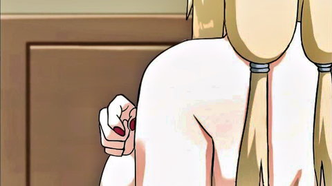 Blonde hentai girl in white dress grabbed from behind in anime porn