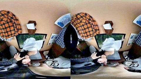VR POV Japanese MILF lies back with big tits exposed rubbing pussy through white panties