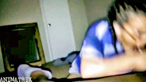 Blurry Latina amateur giving intense oral to man in passionate scene