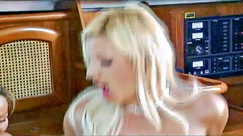 Blonde Arielle in steamy yacht threesome with brunette, part 3