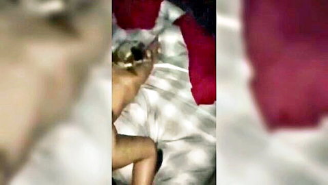 Albanerin solo nude play with golden toy on bed, legs spread