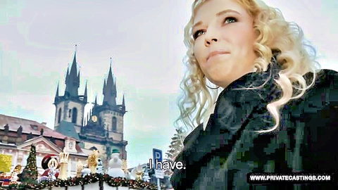 Karol Lilien blonde Czech beauty in Prague winter pickup casting