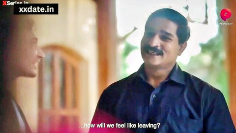 Indian chunky MILF in close talk with mustached man, erotic tension
