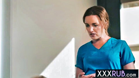 Charlie Forde as sexy nurse in steamy lesbian fingering
