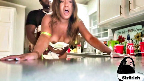 Ebony stepbro kitchen pounding with juicy tight pussy defiance