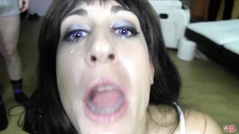 Brenda Boop's ecstatic open-mouthed expression in busty brunette group passion