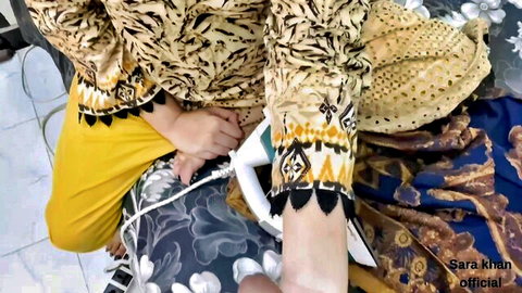 Sara Khan in desi stepmom outfit teasing stepson with big-ass Indian girlfriend