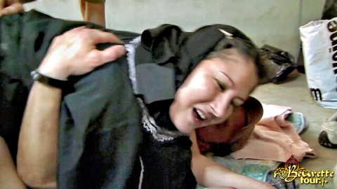 Naima Achour in hijab giving blowjob in Beurette Tour scene