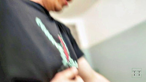 ByMyFuns in black t-shirt, teasing pickup skills close-up