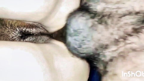 Extreme close-up of stretched gaping asshole with dark hole and surrounding hair in anal fetish scene