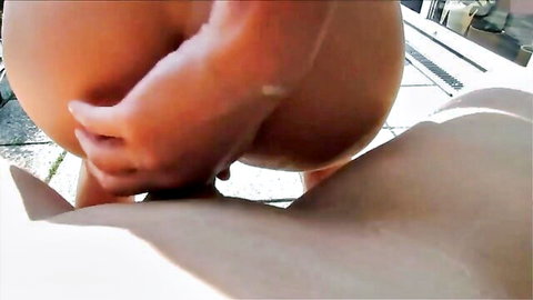 Gorgeous blonde teen's big ass getting fucked doggy style close-up