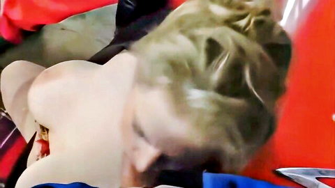 Blonde Suzana topless and exposed in hardcore gangbang scene