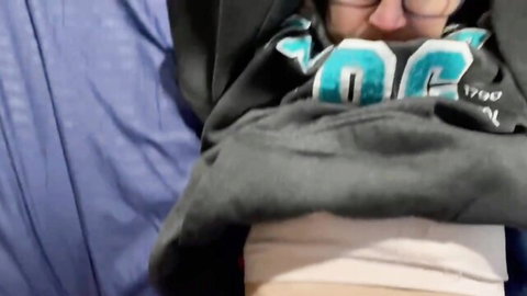 Skinny granny in jersey hoodie pulls down pants exposing hairy pussy