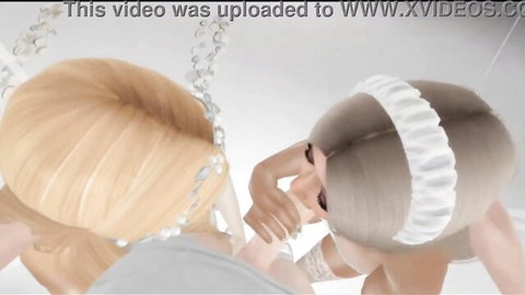 Nicki and Chyna in heavenly cutie black threesome intimate pose