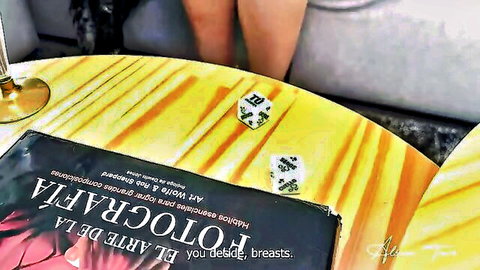Alicia Trece topless playing erotic dice game, teasing breasts and legs