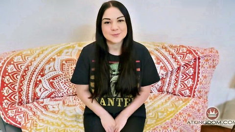 Jay Killa solo brunette teen smiling in black t-shirt, mesmerizing charm