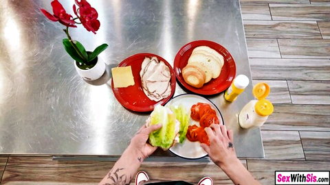 Chloe Temple tiny stepsis teases with salad grab in taboo POV preview