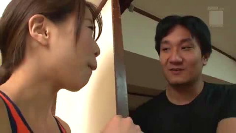 Japanese track ace with big growing bust worries, kendo coach closeup