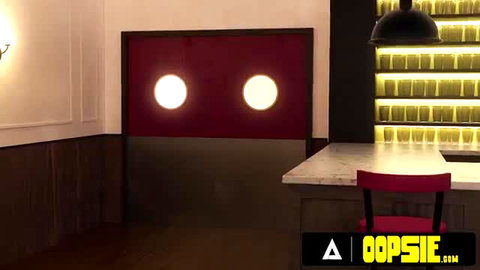 3D cartoon waitress bar setup for mouth and ass cum service Oopsie!