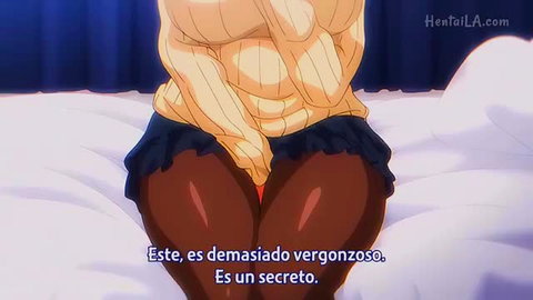 Shy anime girl in tight sweater, miniskirt & thighhighs, embarrassed pose, Yogoreta Kanojo NTR hentai