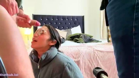 Artemis Carmona kneels for intense blowjob in hoodie, Dad proud