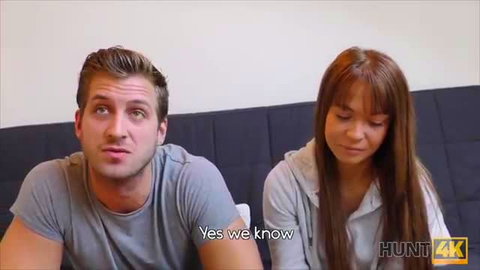 Guy offers shy long-haired girlfriend for hotel room night Hunt4K
