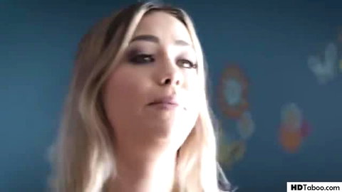 Blonde teen Alina Lopez seductive gaze in stepdaddy taboo scene