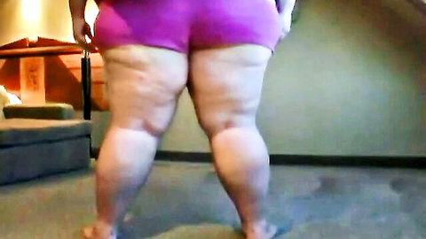 Amazon Amanda thick thighs and big ass in pink shorts from behind