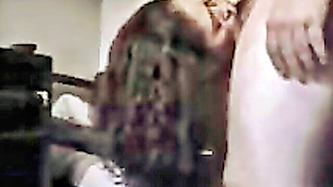 Brunette stepsister giving intense blowjob, ready to fuck